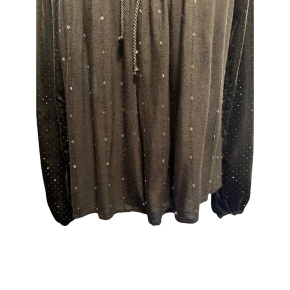 2/$30 Zara Black M Velvet  Sheer Long Sleeve Embellished Blouse Neck Tie - Picture 9 of 13